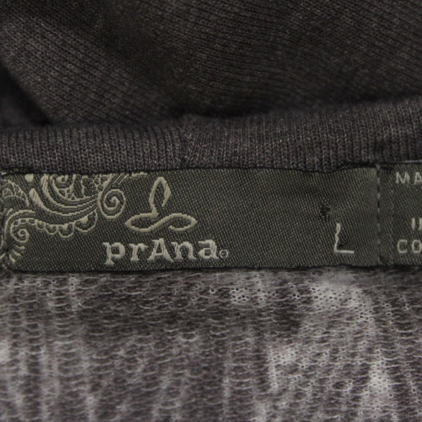 Prana Sz L Gray White Hooded Asymm Recycled Poly Organic Cotton Wrap Sweater
