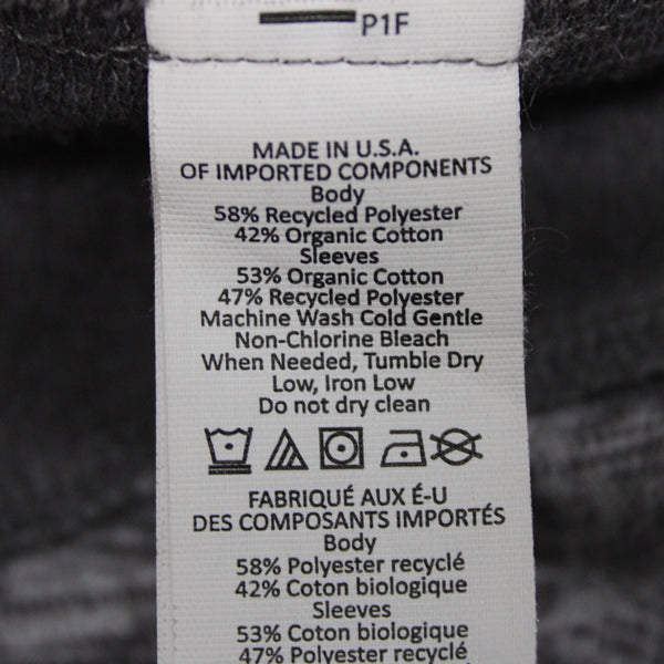 Prana Sz L Gray White Hooded Asymm Recycled Poly Organic Cotton Wrap Sweater