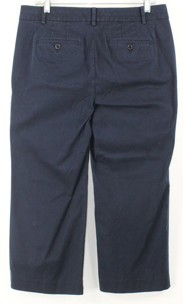 Talbots Chelsea Sz 8 X 23 Navy Blue Cotton Blend Crop Capri Length Pants