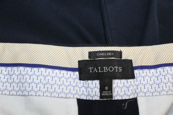 Talbots Chelsea Sz 8 X 23 Navy Blue Cotton Blend Crop Capri Length Pants