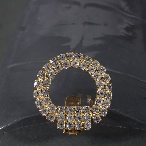 Shoe Clips Goldtone Rhinestones 1.25" Shoe Clips