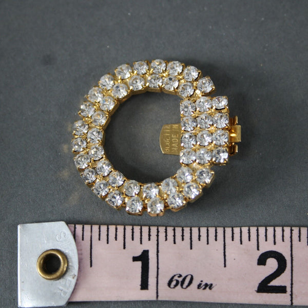Shoe Clips Goldtone Rhinestones 1.25" Shoe Clips
