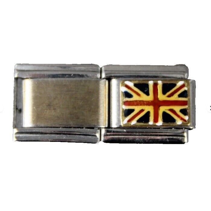 British Flag Enamel Stainless Steel Elastic Stretch Chain Link Italian Charm