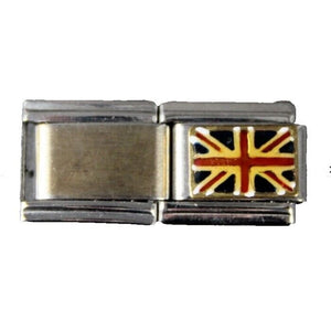British Flag Enamel Stainless Steel Elastic Stretch Chain Link Italian Charm