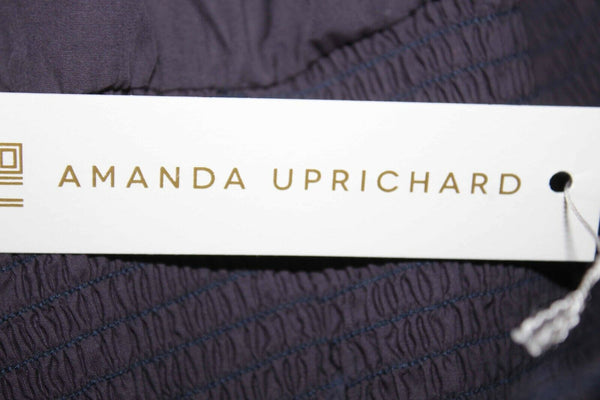 Amanda Uprichard NEW $179 Sz S Navy Blue Ruffle Beachwood 100% Cotton Top
