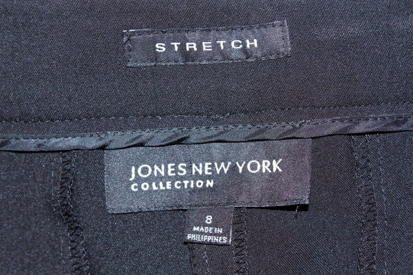 Jones NY Sz 8 x 29 Black Stretch Poly Viscose Blend Unlined Trouser Pant