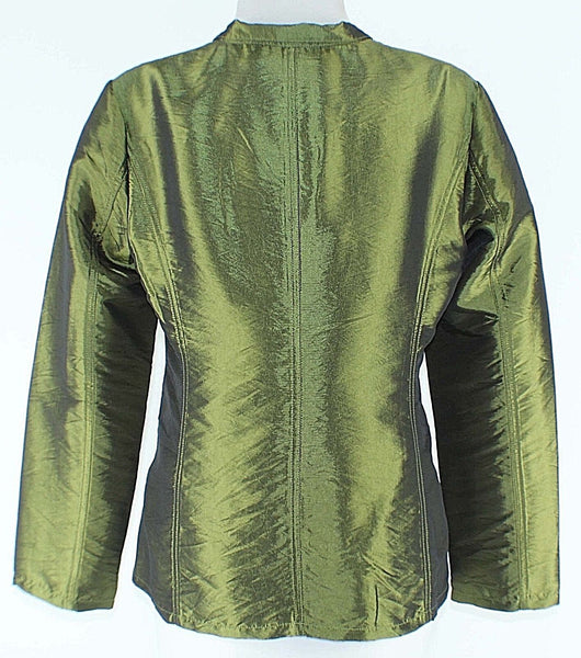 Chicos Sz 0 Lime Green Sheen Zip Front Pocket Detail Polyester Nylon Jacket