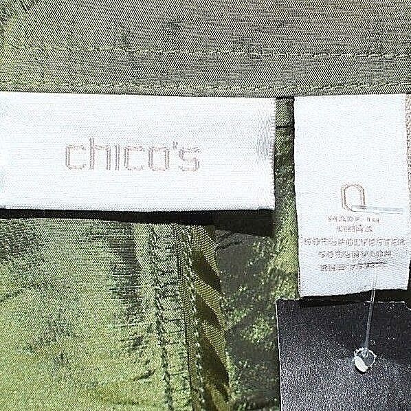 Chicos Sz 0 Lime Green Sheen Zip Front Pocket Detail Polyester Nylon Jacket