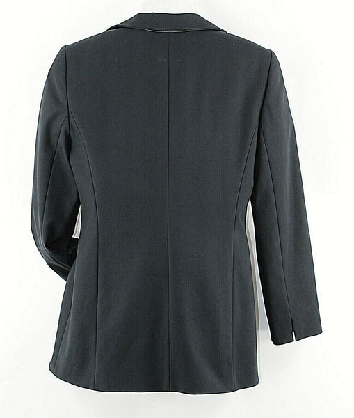 Ellen Tracy Sz 14 Black White Accent Open Cotton Spandex Acetate Lined Jacket