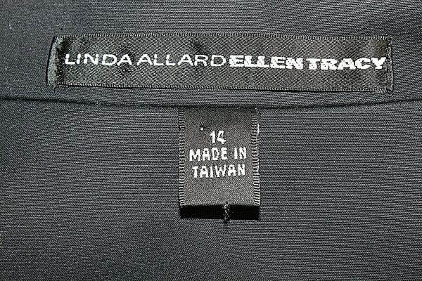 Ellen Tracy Sz 14 Black White Accent Open Cotton Spandex Acetate Lined Jacket