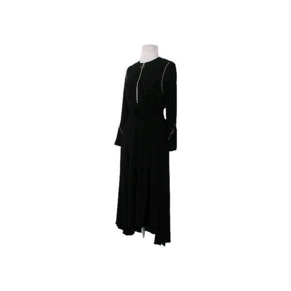Maje Dress Sz 1 Black Zipper Detail Asymm Elastic Waist 100% Viscose Poly Dress