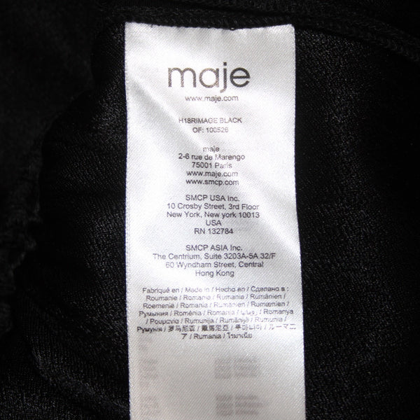 Maje Dress Sz 1 Black Zipper Detail Asymm Elastic Waist 100% Viscose Poly Dress
