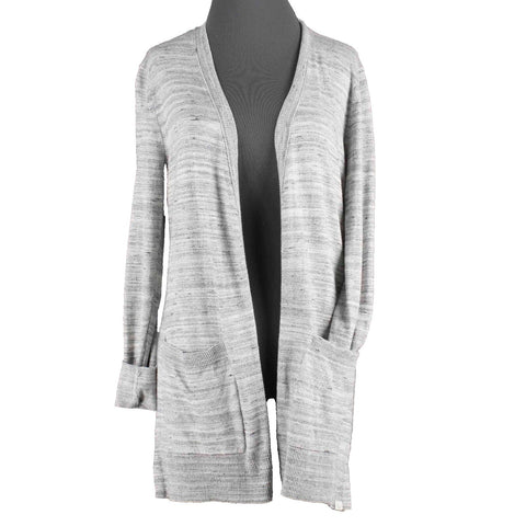 Eddie Bauer Sz S Heather Gray Open Pockets Ribbed Hem Cotton Blend Knit Cardigan