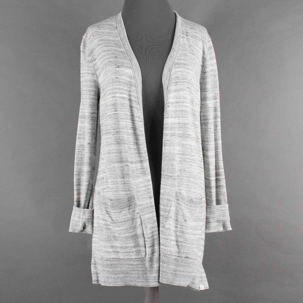 Eddie Bauer Sz S Heather Gray Open Pockets Ribbed Hem Cotton Blend Knit Cardigan