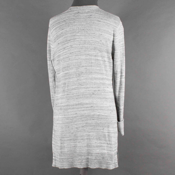 Eddie Bauer Sz S Heather Gray Open Pockets Ribbed Hem Cotton Blend Knit Cardigan
