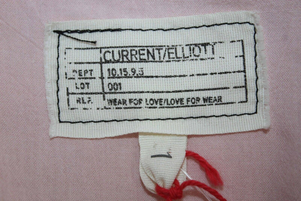 Current/Elliott NEW $188 Sz 1 Pink Lace Yoke V Neck 100% Cotton Top
