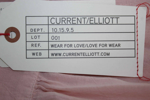 Current/Elliott NEW $188 Sz 1 Pink Lace Yoke V Neck 100% Cotton Top