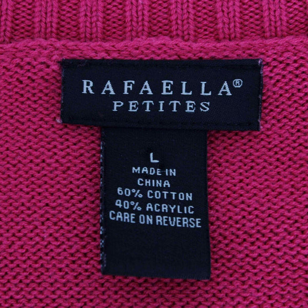 Rafafella Petites Sz L Magenta Pink V Neck Mid Sleeve Cotton Acrylic Sweater