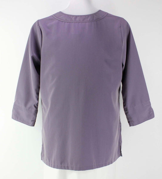 Chelsea Studio Sz L Dusty Lavender Poly Smocked 3/4 Sleeve Button Up Top