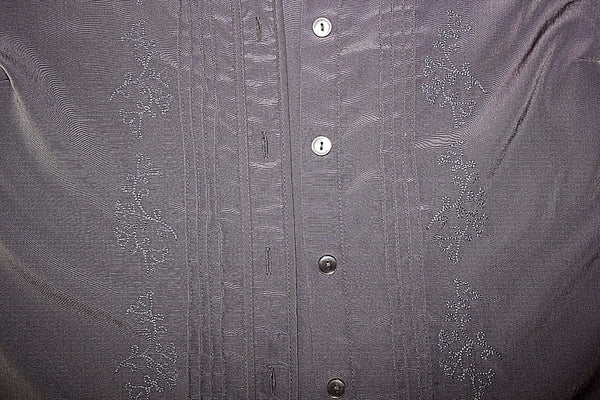 Chelsea Studio Sz L Dusty Lavender Poly Smocked 3/4 Sleeve Button Up Top