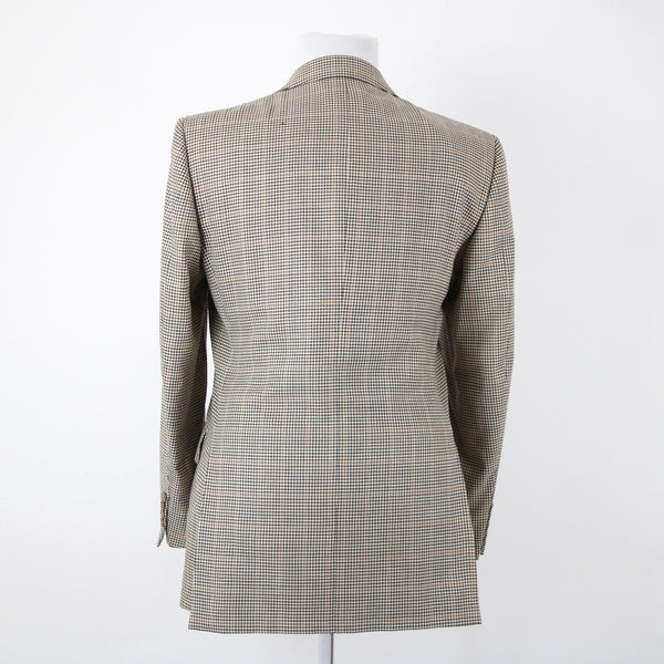 Ermenegildo Zegna Sz 50R Brown Cream Plaid Lined 100% Wool Jacket