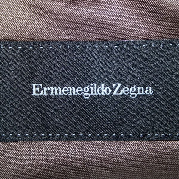 Ermenegildo Zegna Sz 50R Brown Cream Plaid Lined 100% Wool Jacket