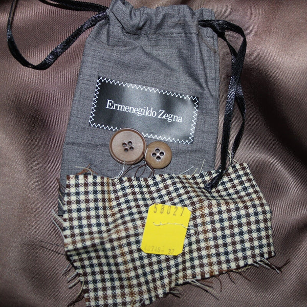 Ermenegildo Zegna Sz 50R Brown Cream Plaid Lined 100% Wool Jacket