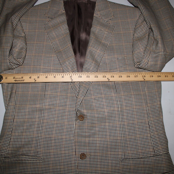Ermenegildo Zegna Sz 50R Brown Cream Plaid Lined 100% Wool Jacket