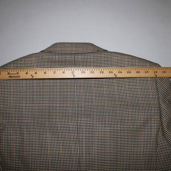 Ermenegildo Zegna Sz 50R Brown Cream Plaid Lined 100% Wool Jacket