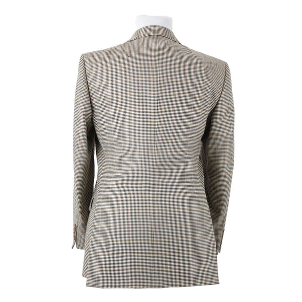 Ermenegildo Zegna Sz 50R Brown Cream Plaid Lined 100% Wool Jacket