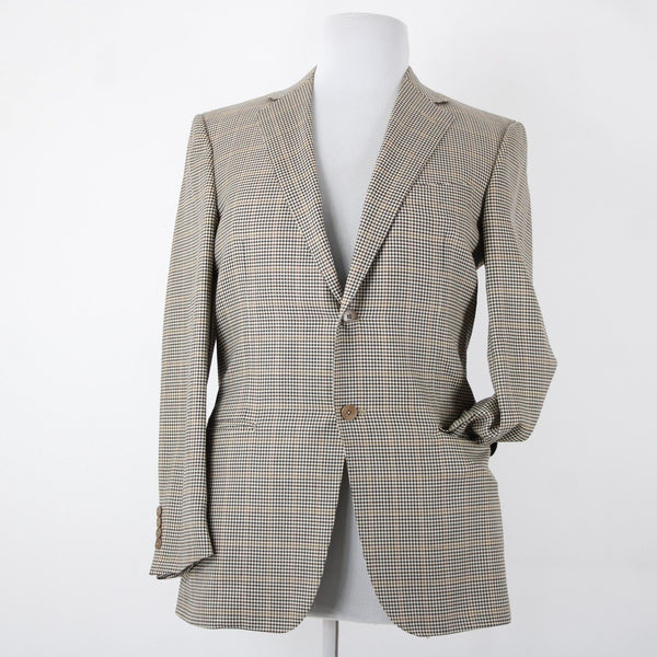 Ermenegildo Zegna Sz 50R Brown Cream Plaid Lined 100% Wool Jacket