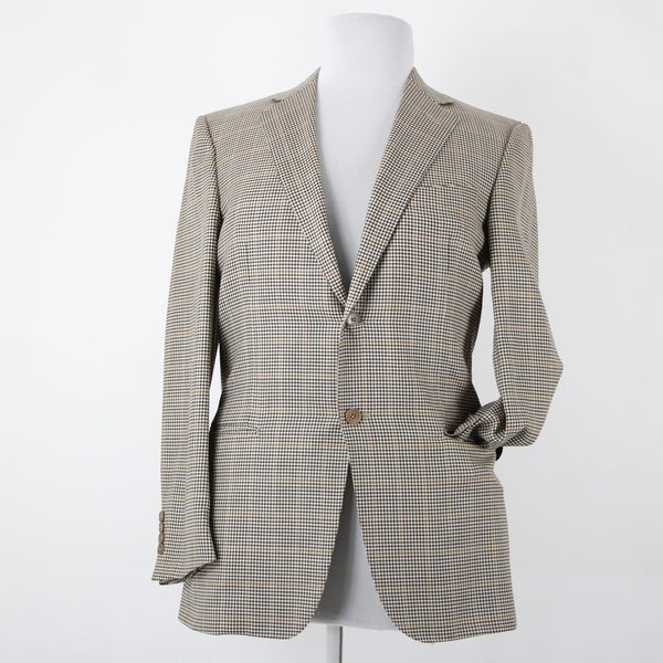 Ermenegildo Zegna Sz 50R Brown Cream Plaid Lined 100% Wool Jacket