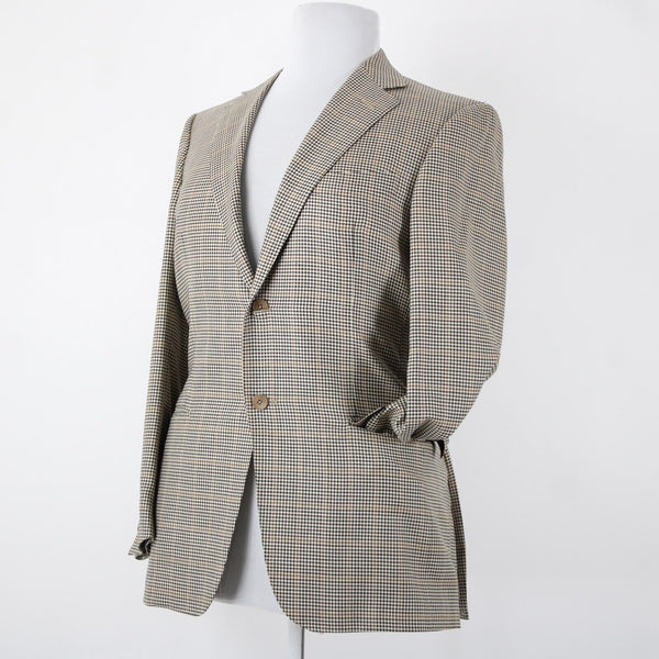 Ermenegildo Zegna Sz 50R Brown Cream Plaid Lined 100% Wool Jacket