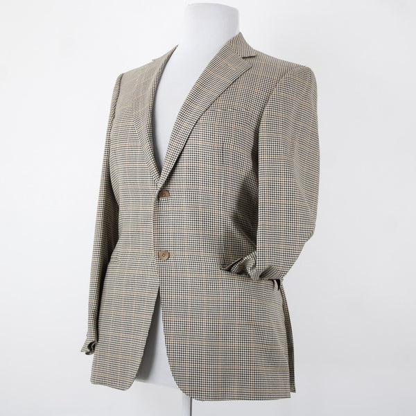 Ermenegildo Zegna Sz 50R Brown Cream Plaid Lined 100% Wool Jacket