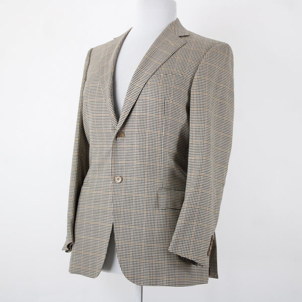 Ermenegildo Zegna Sz 50R Brown Cream Plaid Lined 100% Wool Jacket