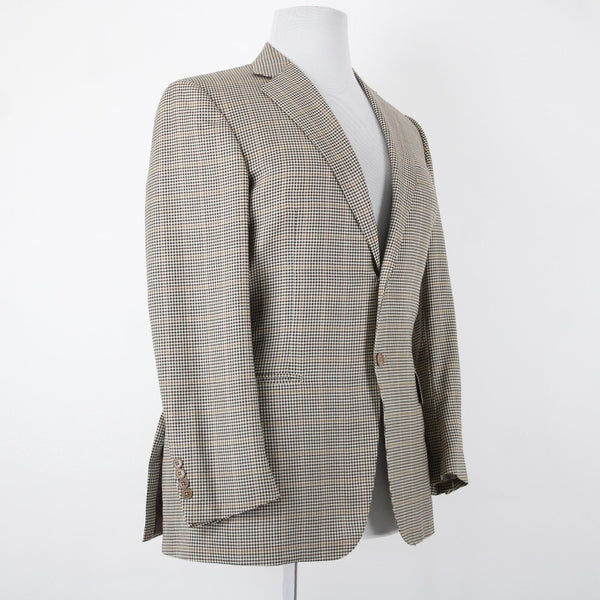 Ermenegildo Zegna Sz 50R Brown Cream Plaid Lined 100% Wool Jacket