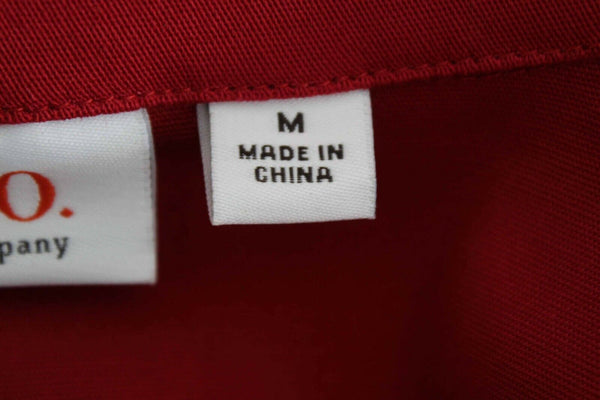 Denim & Co Sz M Red Button Up Lattice Cuff Cotton Blend 3/4 Sleeve Jacket