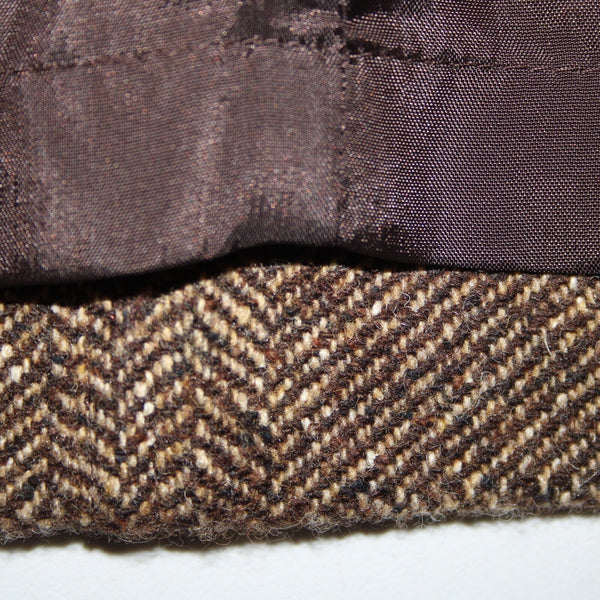 Dana Buchman Sz 16 Brown Tan Lined Pockets Nubby Tweed Wool Nylon Silk Skirt