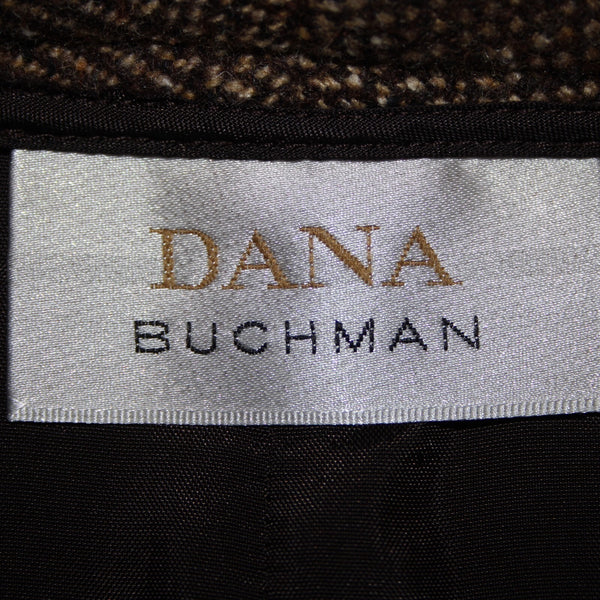 Dana Buchman Sz 16 Brown Tan Lined Pockets Nubby Tweed Wool Nylon Silk Skirt