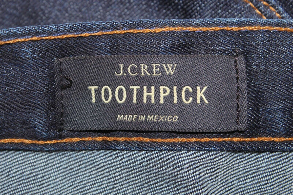 J Crew Toothpick NEW $125 Sz 26 X 29 Blue Denim Ankle Cotton Blend Jeans