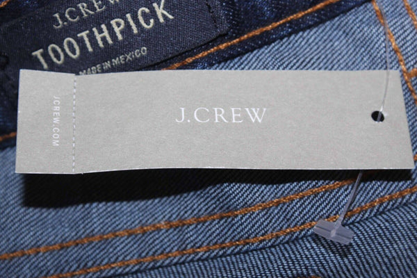 J Crew Toothpick NEW $125 Sz 26 X 29 Blue Denim Ankle Cotton Blend Jeans