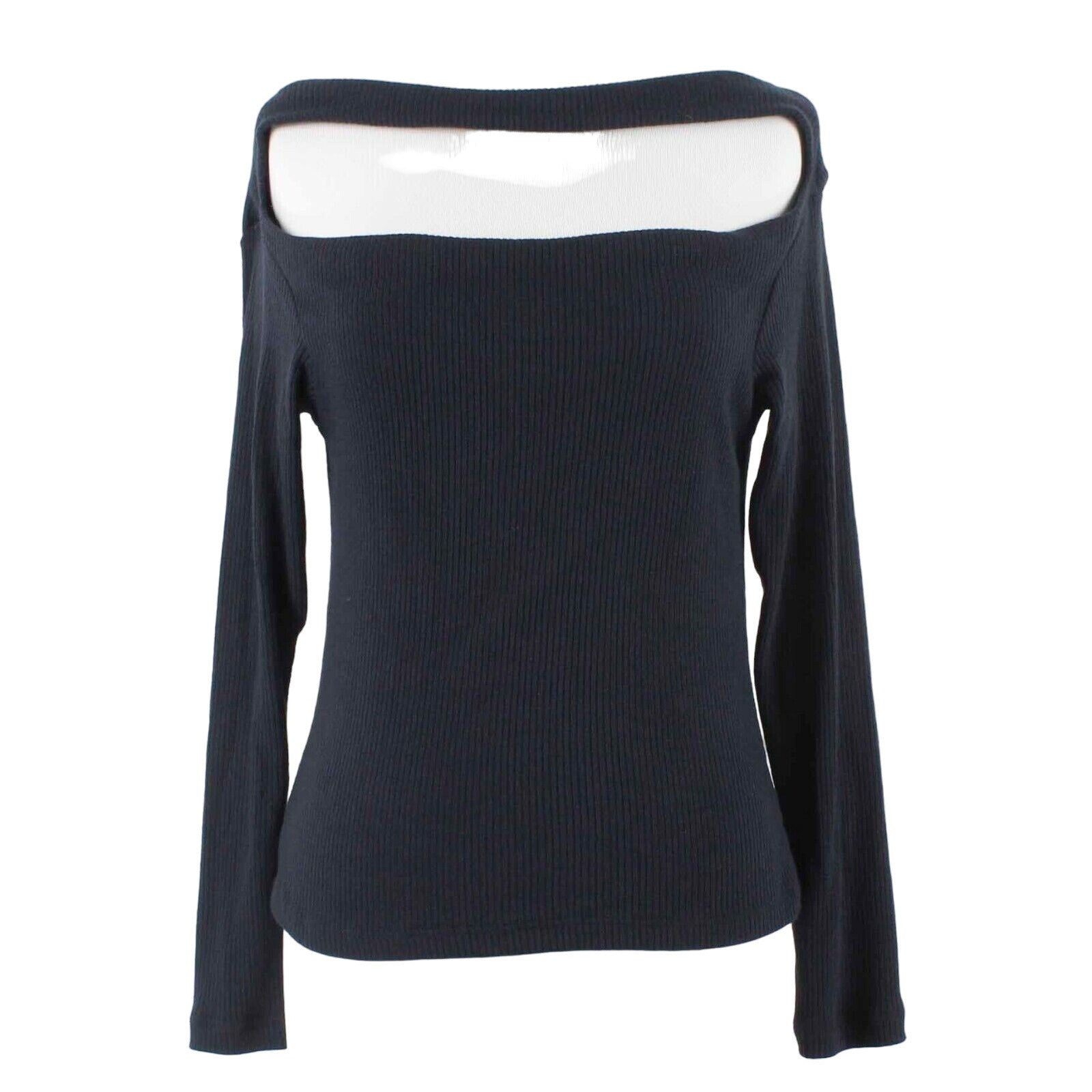 LNA Sz XS Black Ribbed Open Chest Modal Poly Spandex Knit Top
