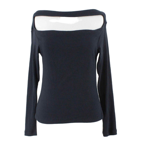 LNA Sz XS Black Ribbed Open Chest Modal Poly Spandex Knit Top