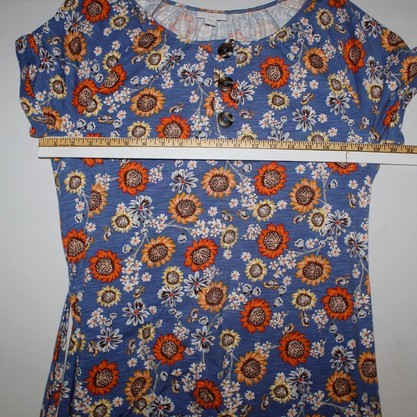 J Jill NEW $89 Sz M Blue Orange Multi Belted Pullover Cotton Blend Knit Dress