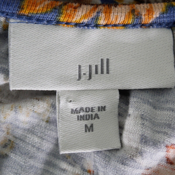 J Jill NEW $89 Sz M Blue Orange Multi Belted Pullover Cotton Blend Knit Dress
