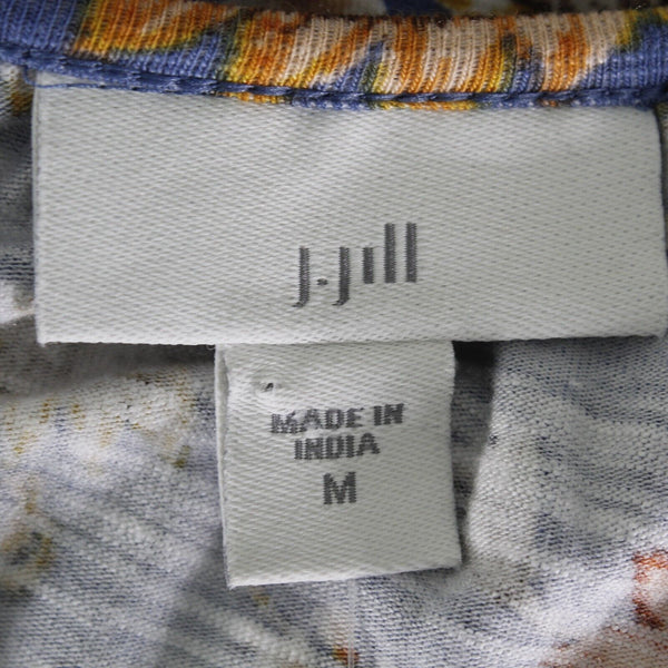 J Jill NEW $89 Sz M Blue Orange Multi Belted Pullover Cotton Blend Knit Dress