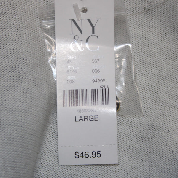 New York And Company Cardigan Sweater NEW $50 Sz L Black White Buttons Cotton