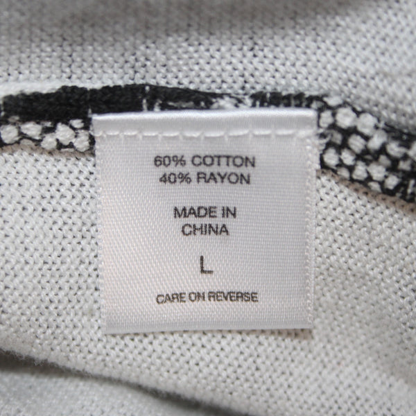 New York And Company Cardigan Sweater NEW $50 Sz L Black White Buttons Cotton