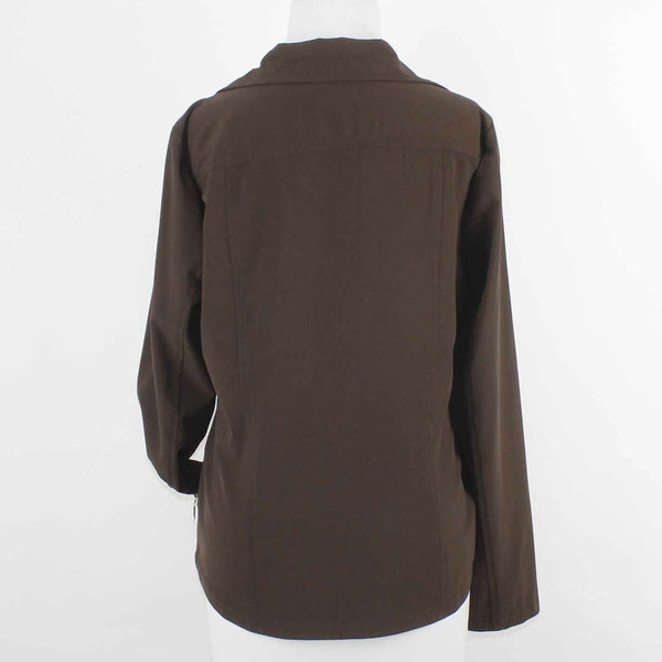 Zenergy Sz 1 Brown Ruched Front Polyester Blend Zip Front Jacket
