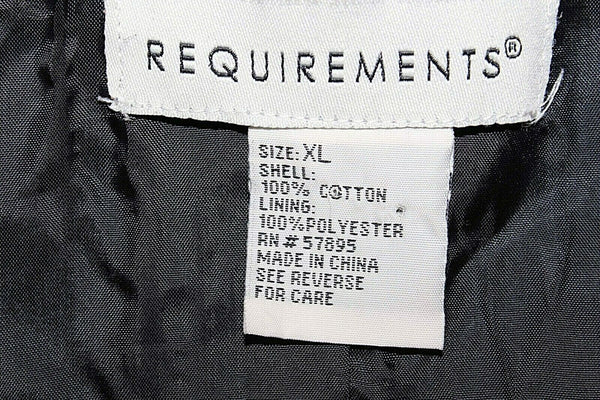 Requirements XL Black White Textured Zip Front Cotton Poly Lining Jacket